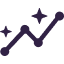 Data insights icon showing an ascending graph with sparkles