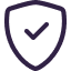 Security and compliance icon showing a shield with checkmark